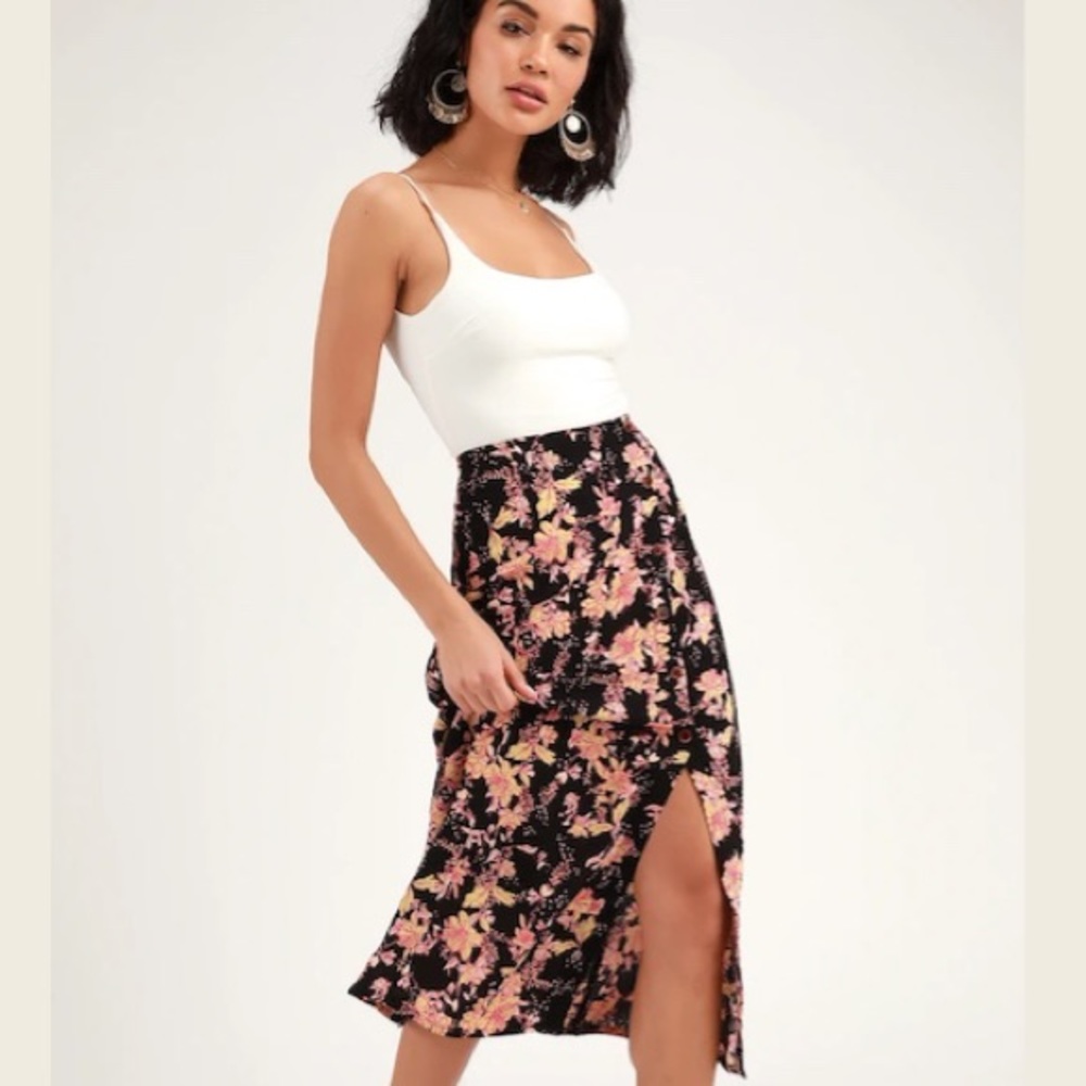 NWT Free People Midnight Retro Love Midi Skirt